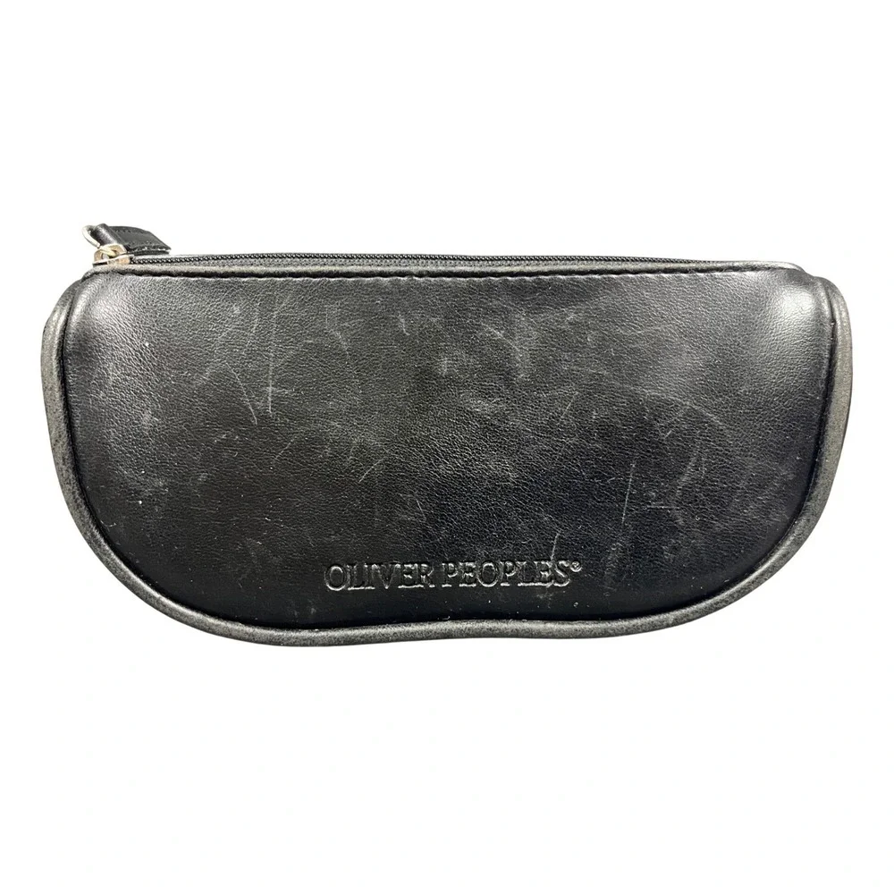 Oliver Peoples Black Zippered Eyewear Sunglasses Case Pouch Logo Distressed